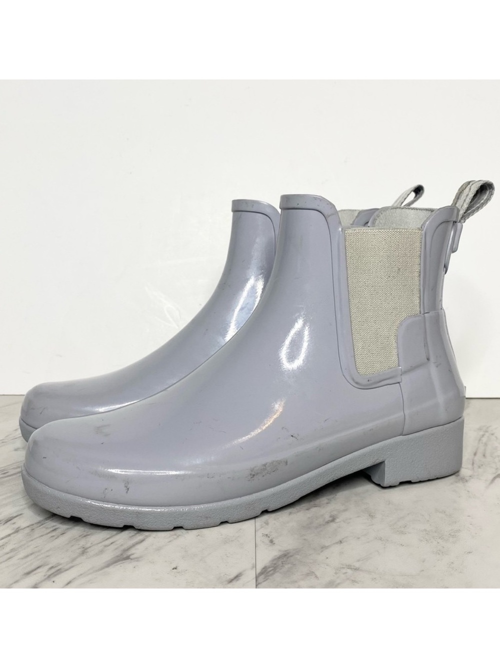 Hunter Ankle Chelsea Gray Gloss Rain Boot 5